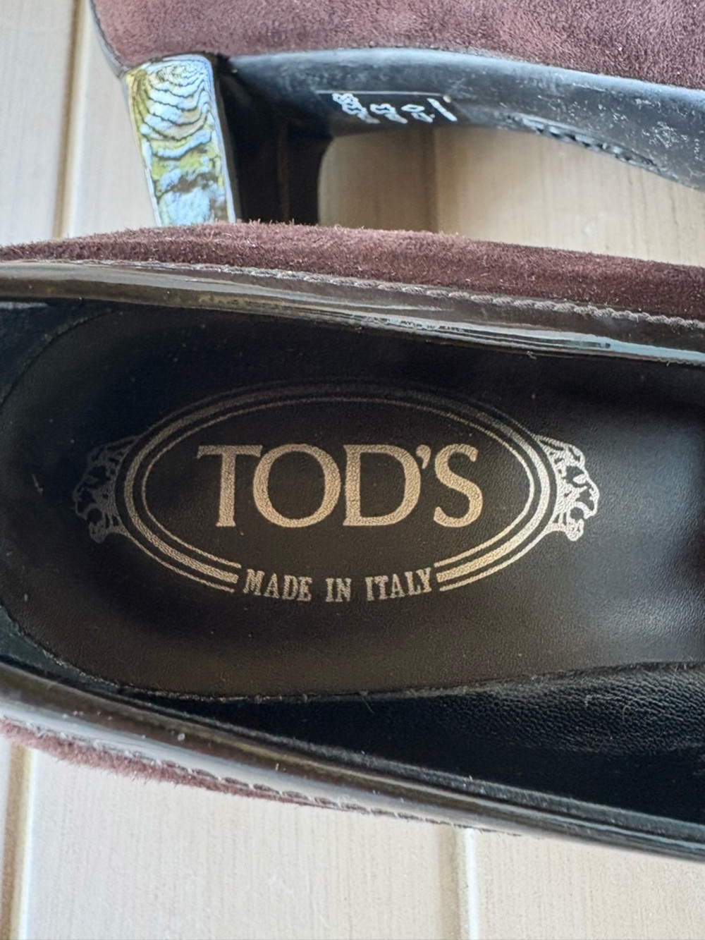 Tod's Timeless Classic Brown Suede Block Heel Loafers With Logo. Women’s EU 37 - Picture 3 of 16